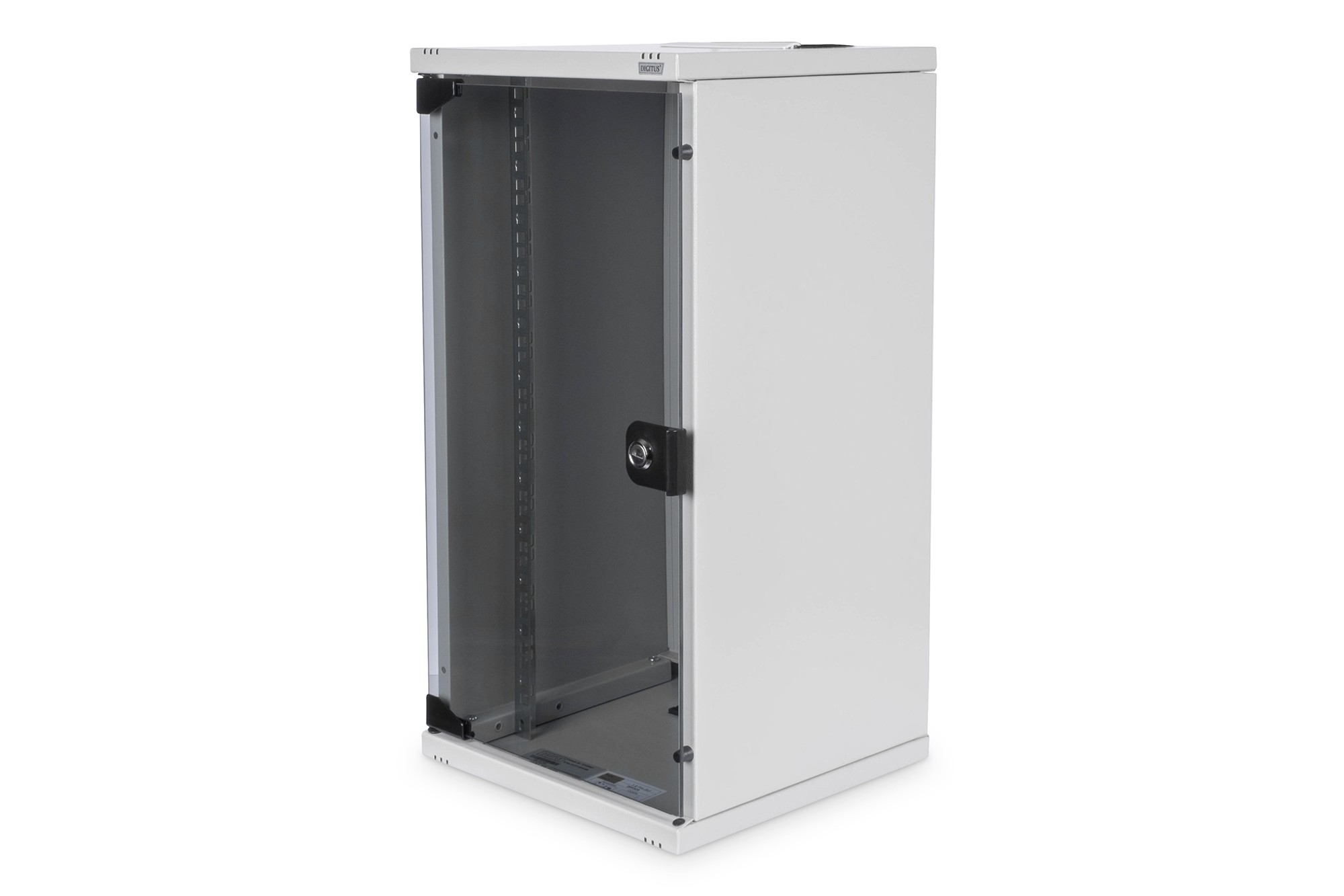 DN-10-12U  Armario Mural 10" 12U 592x312x300 mm, color Gris (RAL 7035) Puerta de Cristal