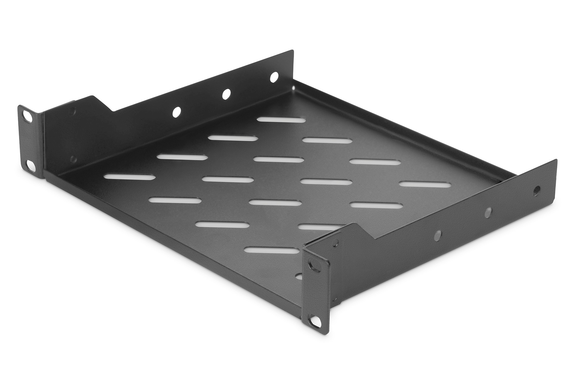 DN-10-TRAY-2-B  Bandeja 1U 10" instalación fija 44x254x200 mm, color negro (RAL 9005)