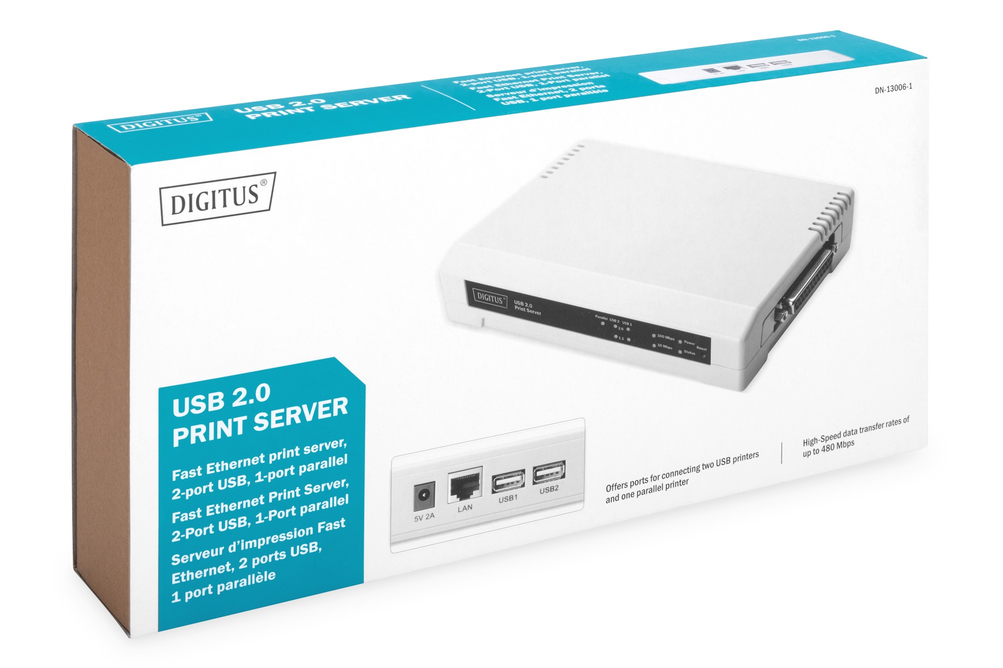 DN-13006-1  Print Server 3 Puertos 2xUSB + 1 Paraleo DB25 Digitus