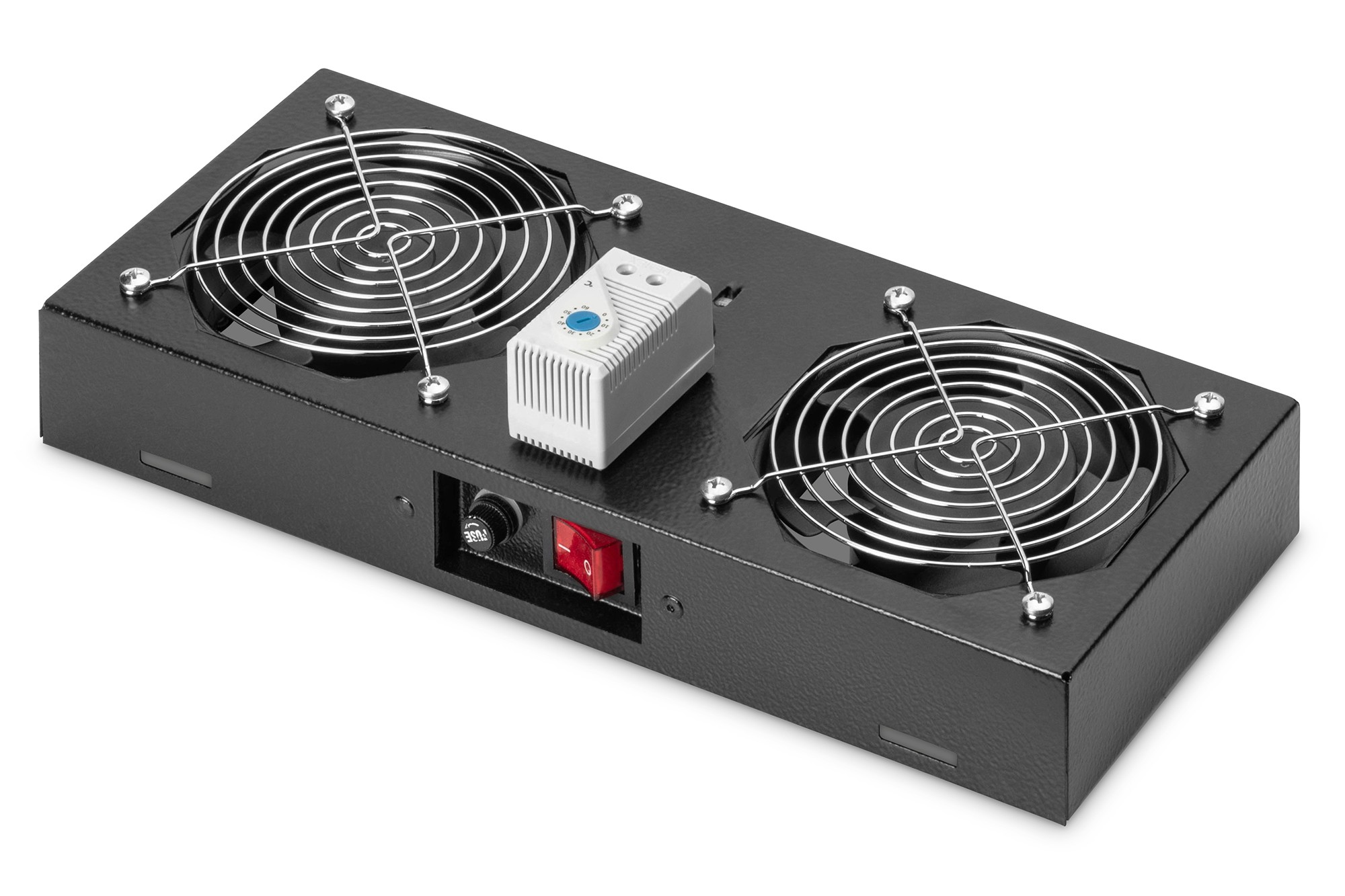 DN-19 FAN-2-WM-T-SW  Unidad de ventilador de techo para carcasa de pared 2 ventiladores, term., conmutador, black (RAL 9005)