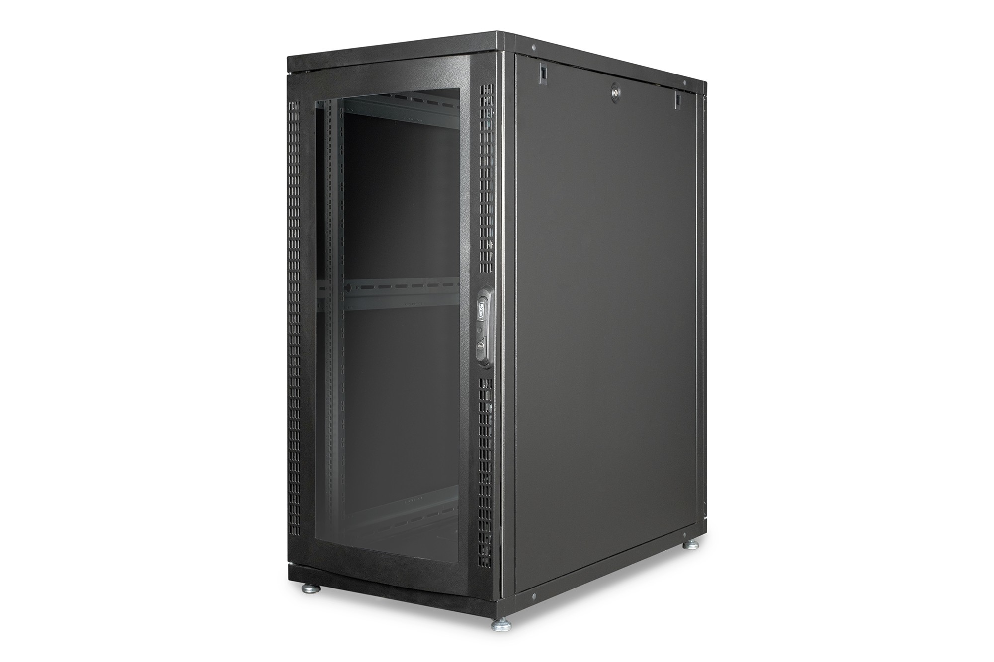 DN-19 SRV-26U-B-G-1  Armario para servidor 26U, serie Unique, 1340x600x1000 mm Puerta frontal de acero con plexiglás, negro (RAL 9005)