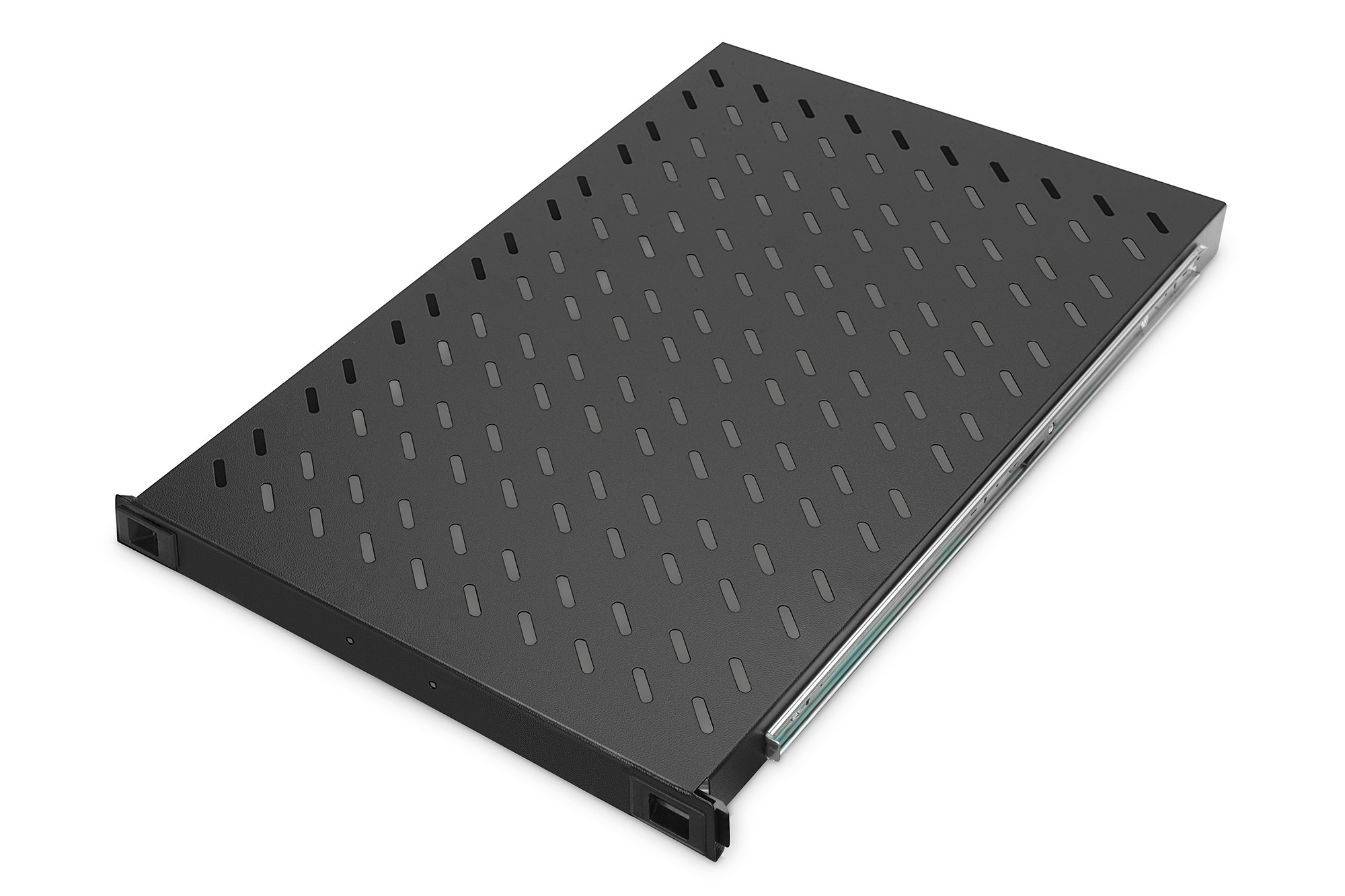 DN-19 TRAY-2-1000SW  Estante extraíble de 1UA para armarios con una profundidad de 1000 mm 44x483x720 mm, hasta 65 kg, negro (RAL 9005)