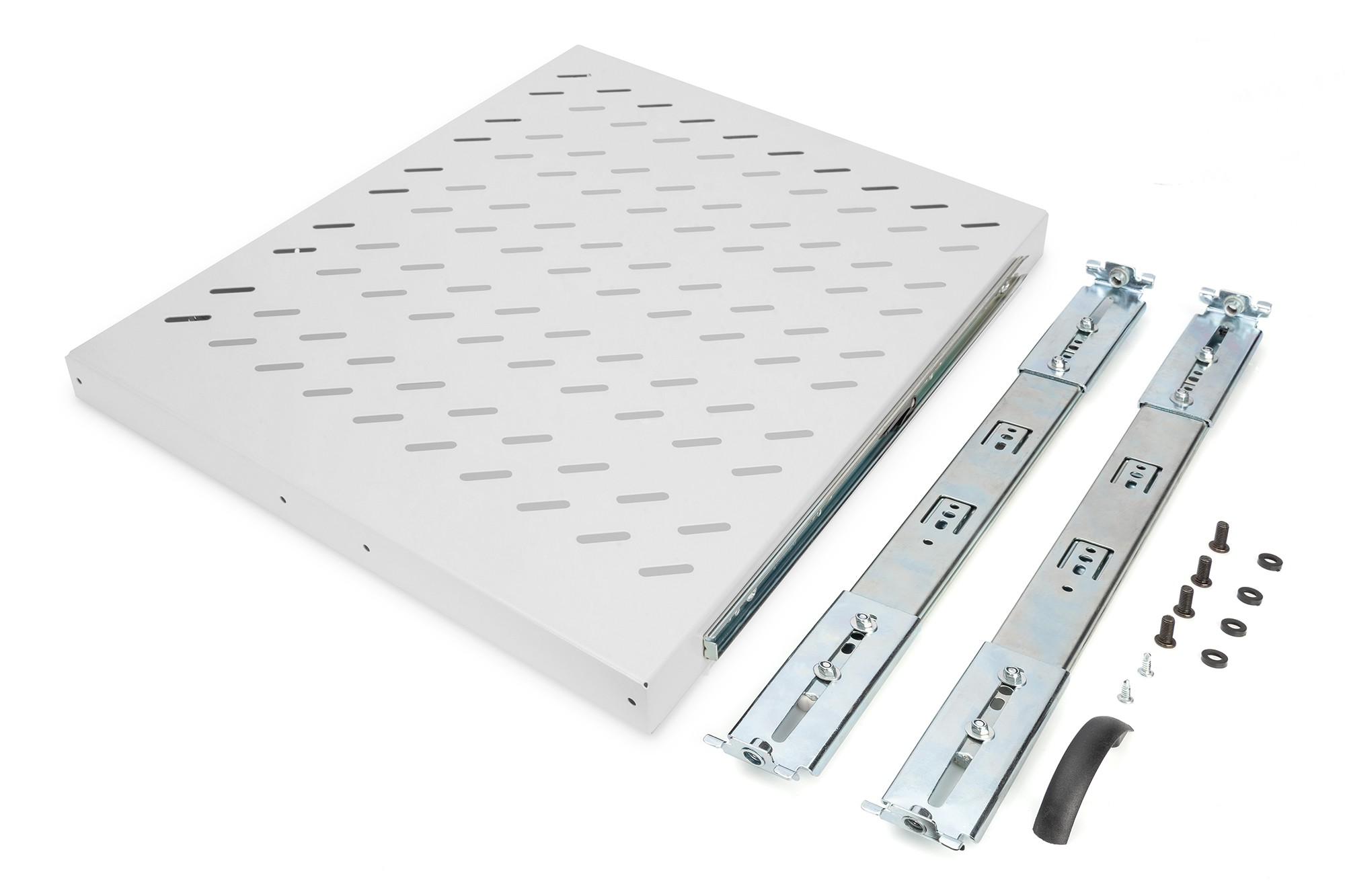 DN-19 TRAY-2-800  Estante extraíble de 1UA para armarios con una profundidad de 800 mm 40x484x568 mm, hasta 25 kg, gris (RAL 7035)