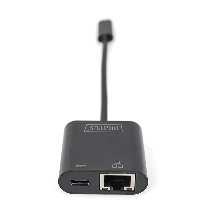 DN-3027  Adaptador de Red USB 3.0 Gigabit 1Gbit/s- RJ45 USB-C + PD (puerto de Carga USB-C) Negro DIGITUS