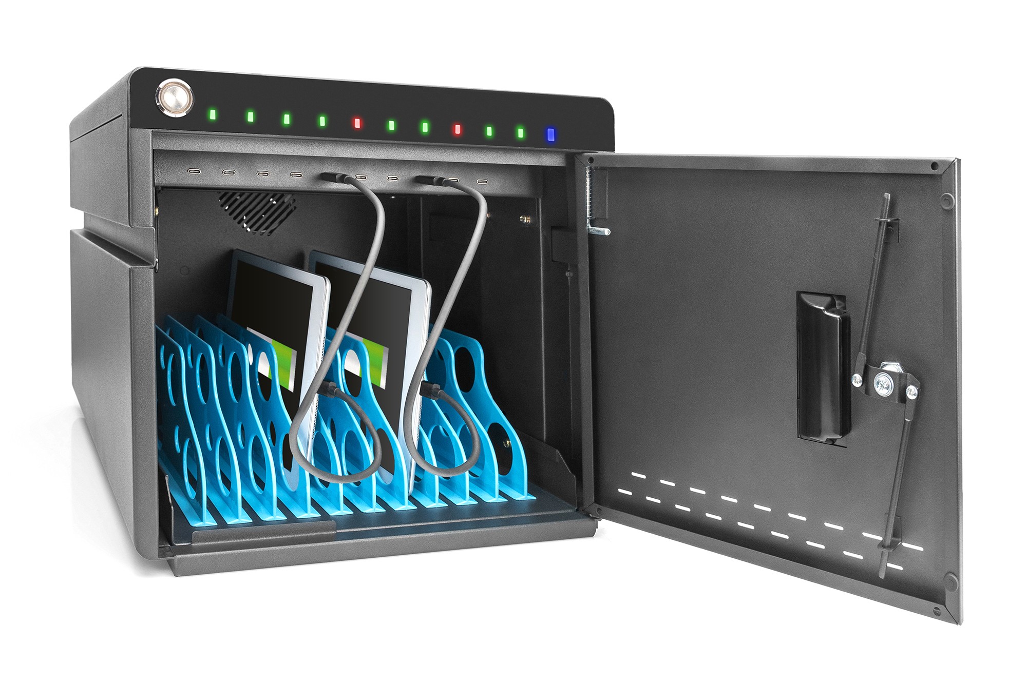 DN-45004  Armario de carga móvil, versión de sobremesa, UV-C, USB-C 10 estaciones de carga, 14", negro
