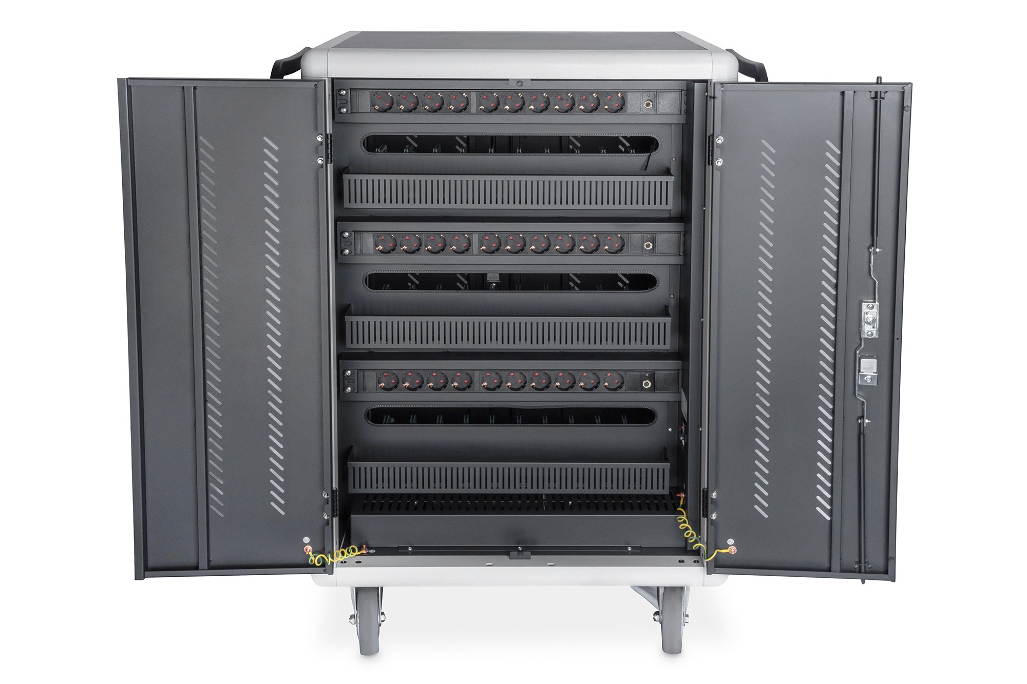 DN-45006  Armario de carga móvil, 15.6", USB-C 30 estaciones de carga, PDU, ventiladores, 1260 x 824 x 650 mm