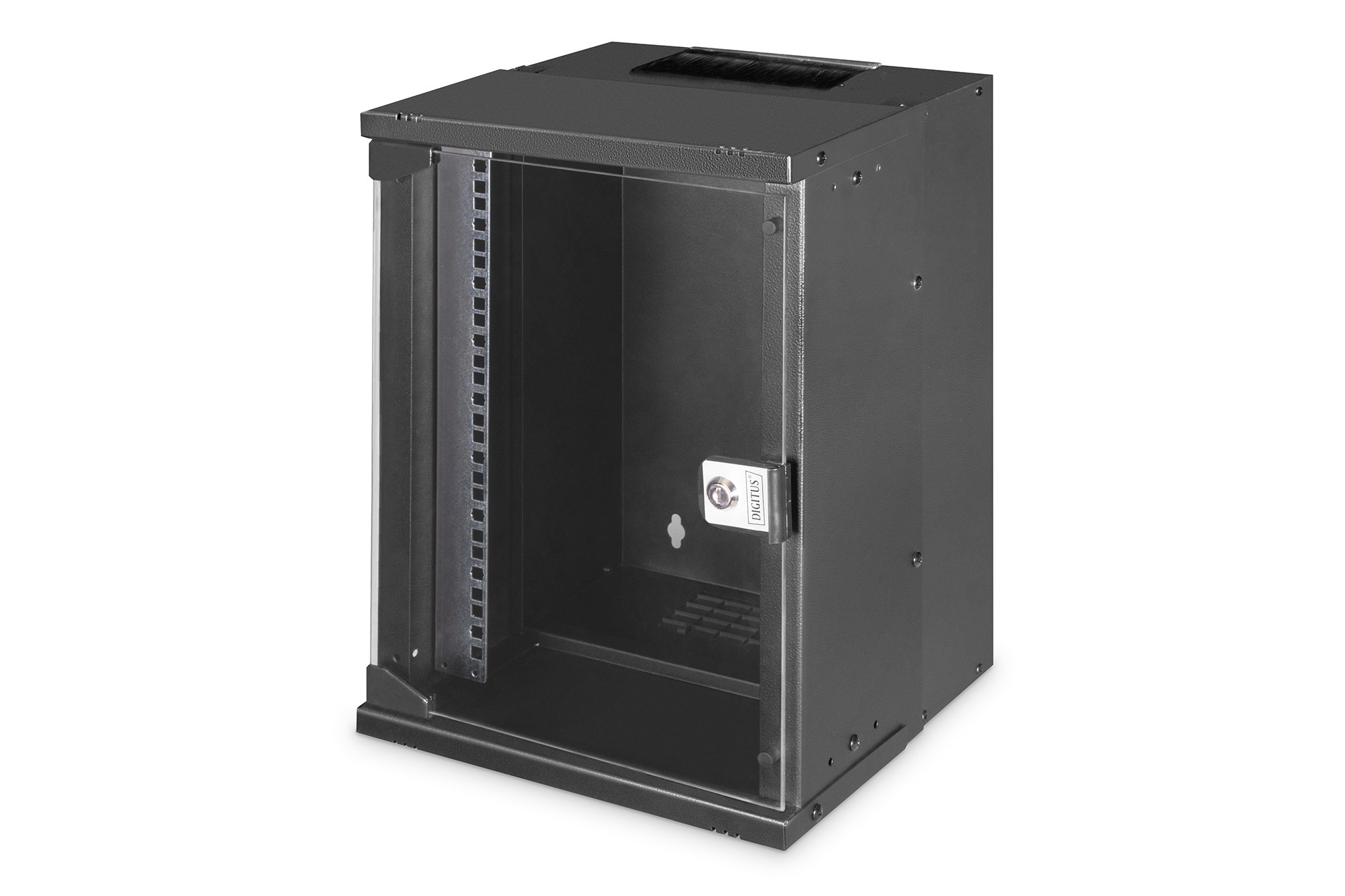 DN-49103  Armario Mural 10"  9U 460x315x300 mm, color Negro (RAL 9005) Puerta de Cristal SOHO - PREMONTADO