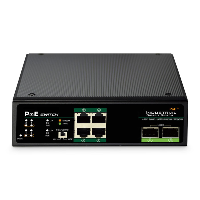 DN-651109  Switch  4 Port Industrial Poe+ Ethernet + 2 Uplink Port
