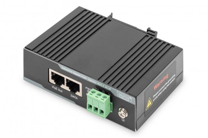 DN-651112  Inyector PoE+ Gigabit PoE+ 802.3at 60W power output, DIN Rail