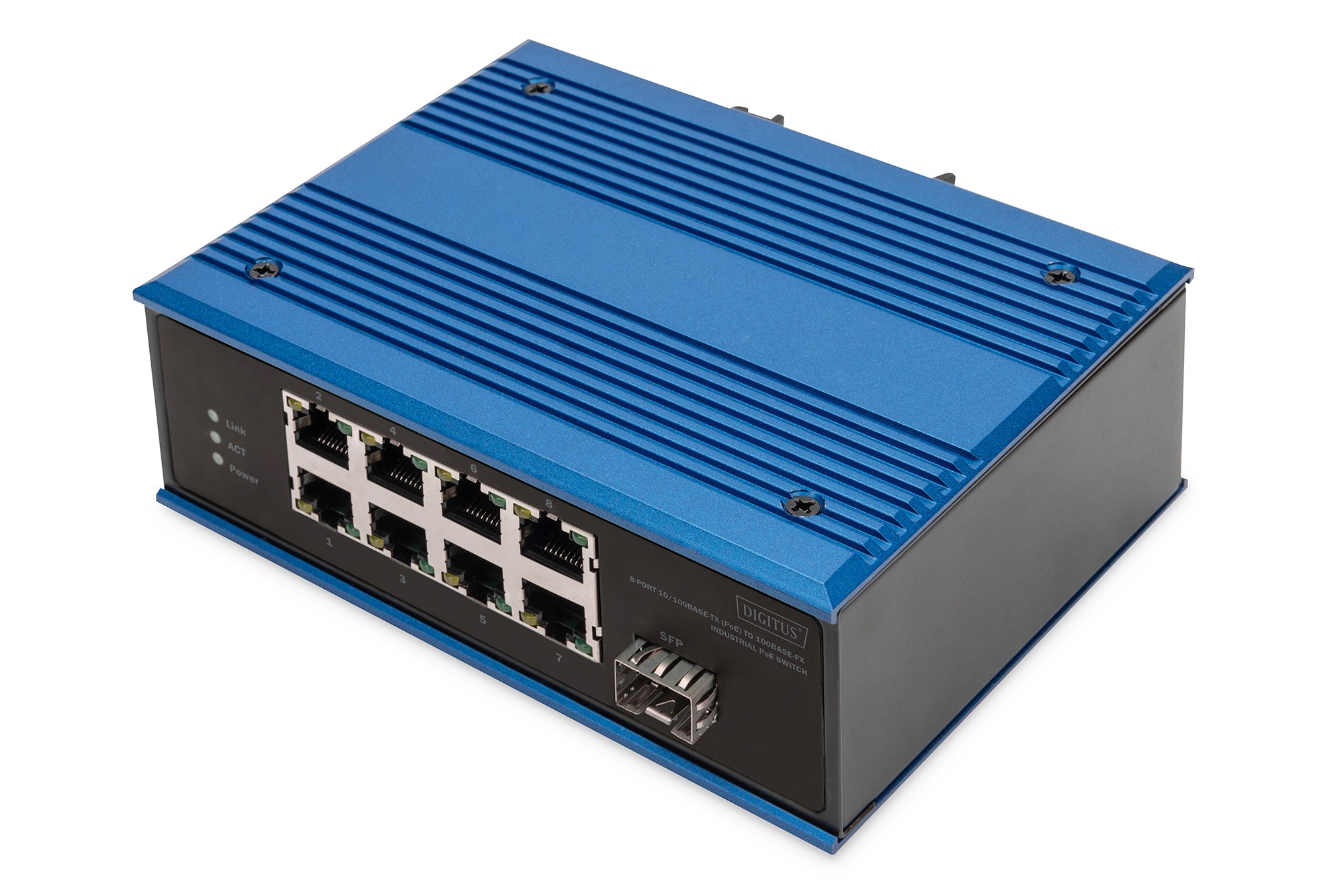 DN-651133  Conmutador PoE Fast Ethernet industrial de 8+1 puertos No gestionado, 8 conexiones RJ45 10/100 Mbits