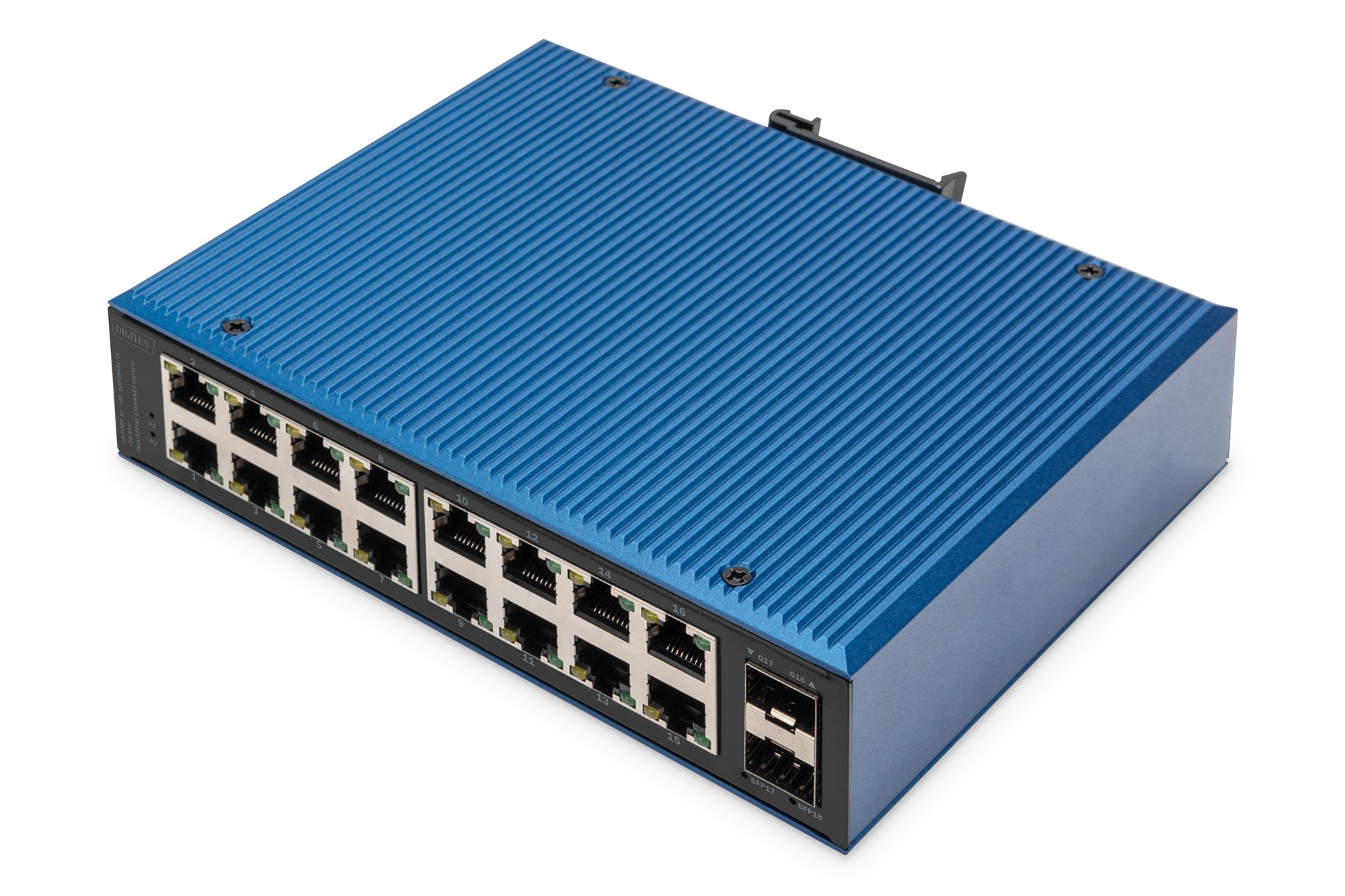 DN-651138  Conmutador Gigabit Ethernet industrial de 16+2 puertos No gestionado, 16 conexiones RJ45 10/100/1000 Mbits