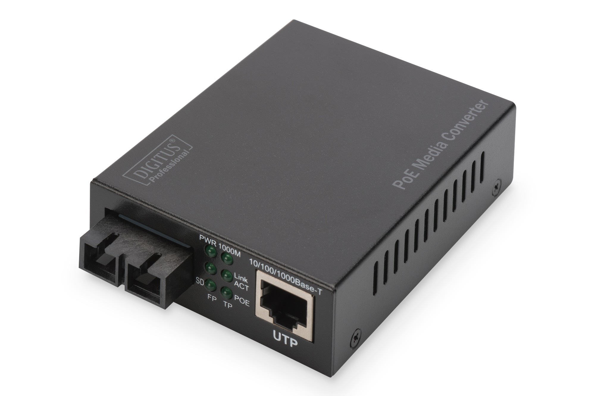 DN-82150  Convertidor de medios Gigabit Ethernet PoE+, multimodo 802.3at, 30 W, conector SC, hasta 0,5 km