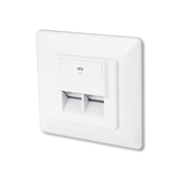 DN-9005-N  Toma de Pared Montaje Empotrado Cat.6, 2 x RJ45 FTP, color blanco RAL9003 Digitus