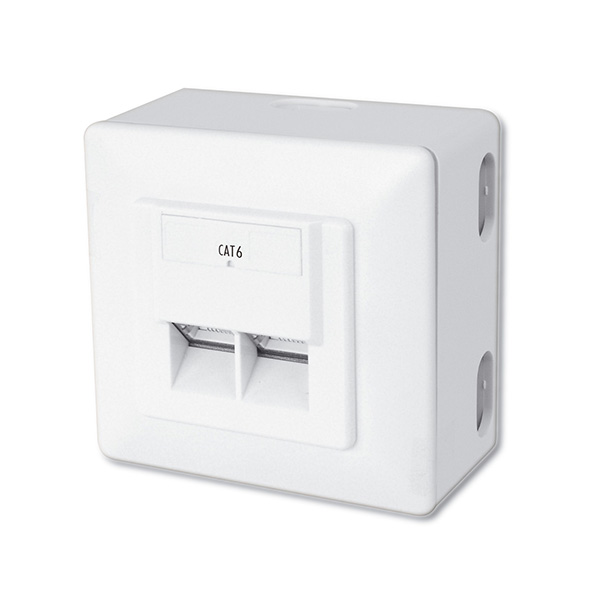 DN-9006-N  Toma de Pared Montaje Superficie x Cat.6, 2 x RJ45 FTP, color blanco RAL9003 Digitus