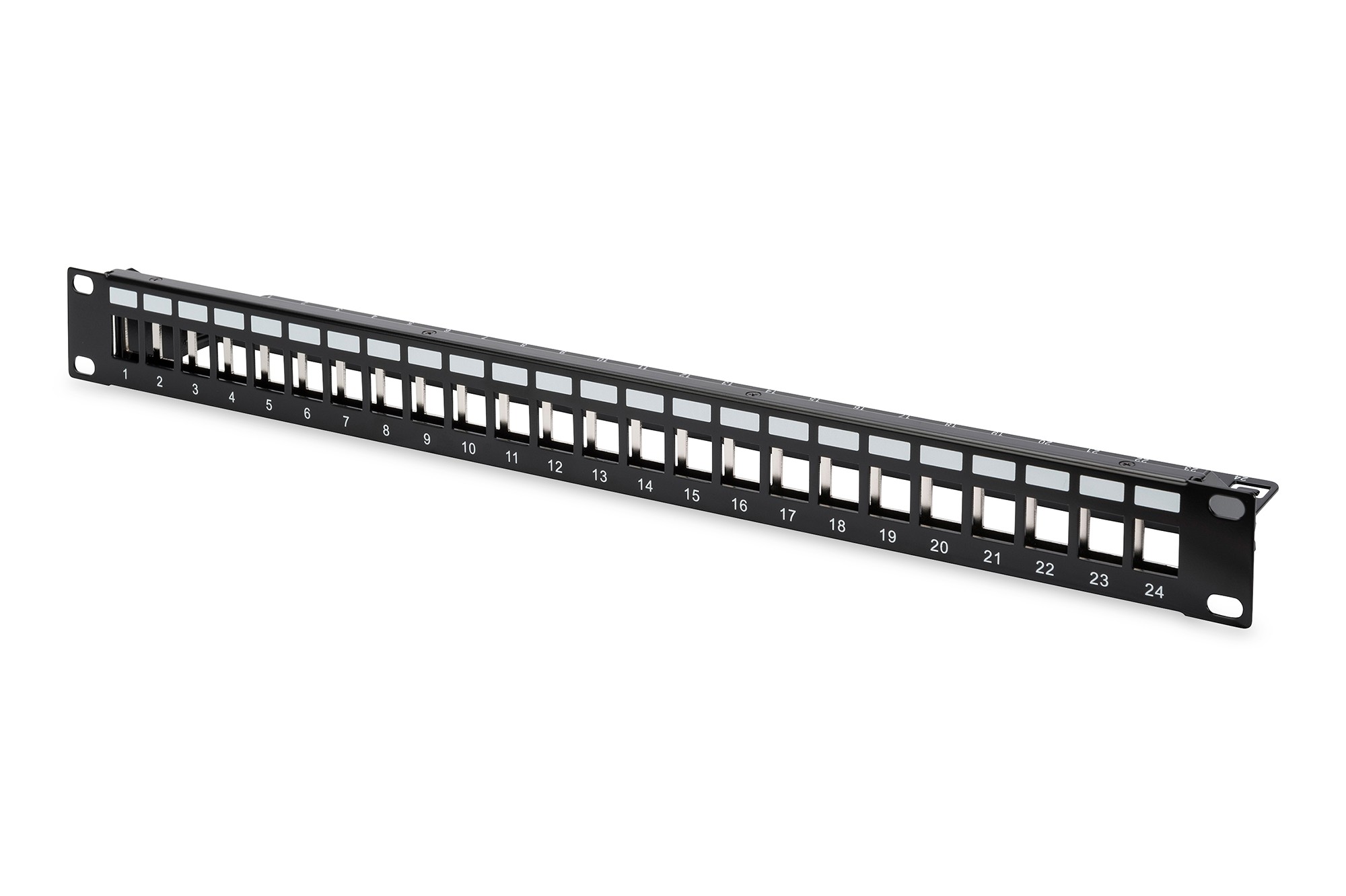 DN-91411  Panel 19" 24 puertos modular 1U negro Con bandeja de cables