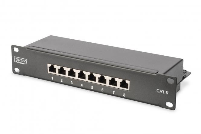 DN-91608S  Panel Rack 10'' 1U  8 puertos FTP Cat 6  negro RAL 9005