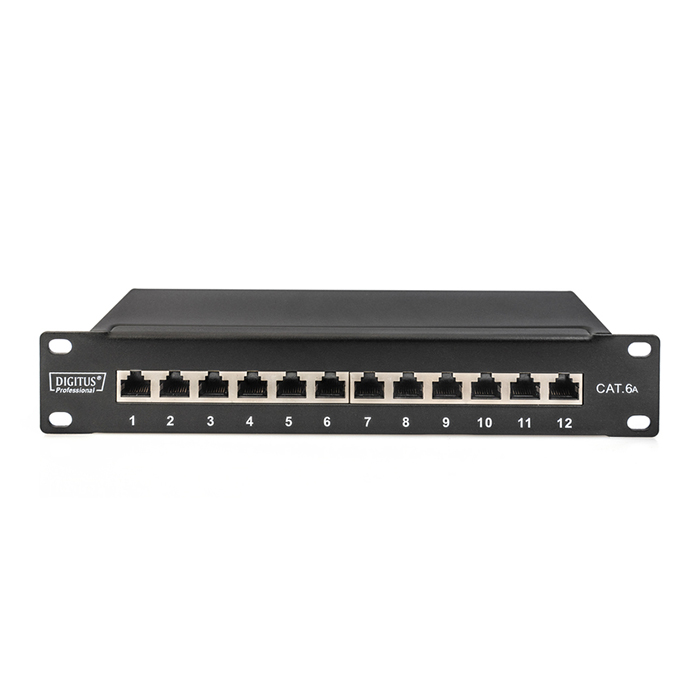 DN-91612S-EA  Panel de conexión CAT 6A, apantallado, 12 puertos 10" Negro