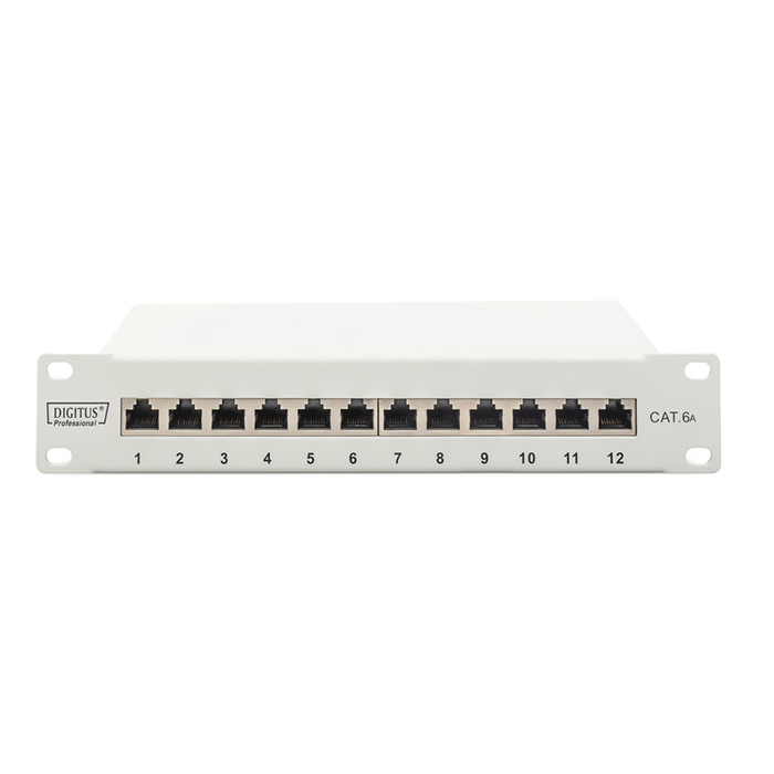 DN-91612S-EA-G  Panel de conexión CAT 6A, apantallado, 12 puertos 10" Gris