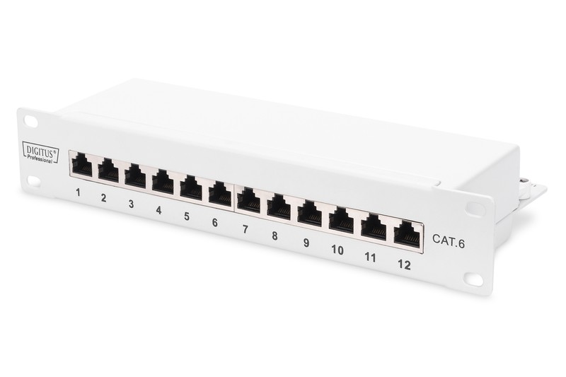 DN-91612S-G  Panel de conexión CAT 6, apantallado, 12 puertos 10" Gris
