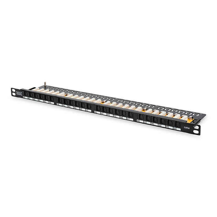 DN-91624U-SL-SH  Panel 19" 24 Puertos UTP Cat 6 Negro 0,5 U Con Bandeja Digitus