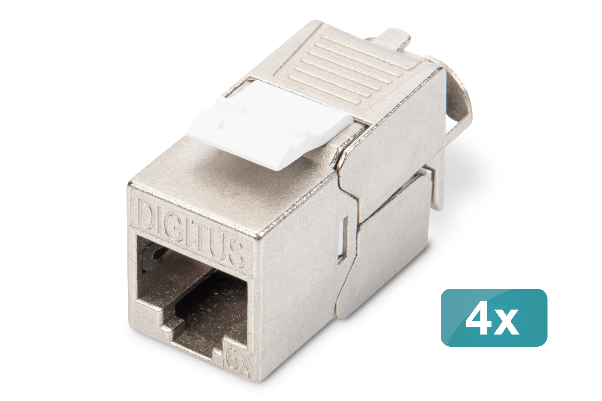 DN-93615-4  Conector Hembra KeyStone Cat 6A Apantallado  Metal Sin Herramientas Paquete de  4 unidades