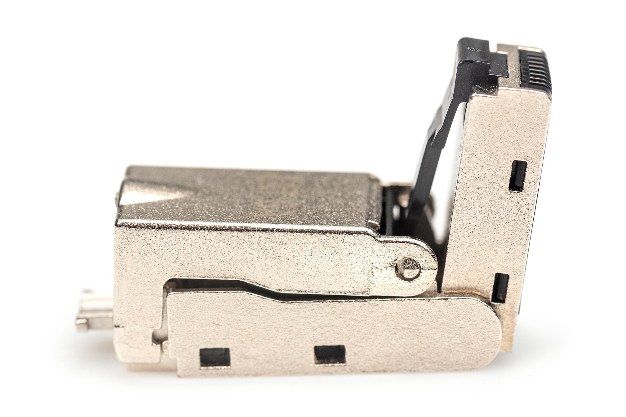 DN-93636  Conector de campo RJ45 Cat.6A, STP, ARTICULADO FLEXIBLE Tapa guardapolvo, manguito de protección METALICO DIGITUS