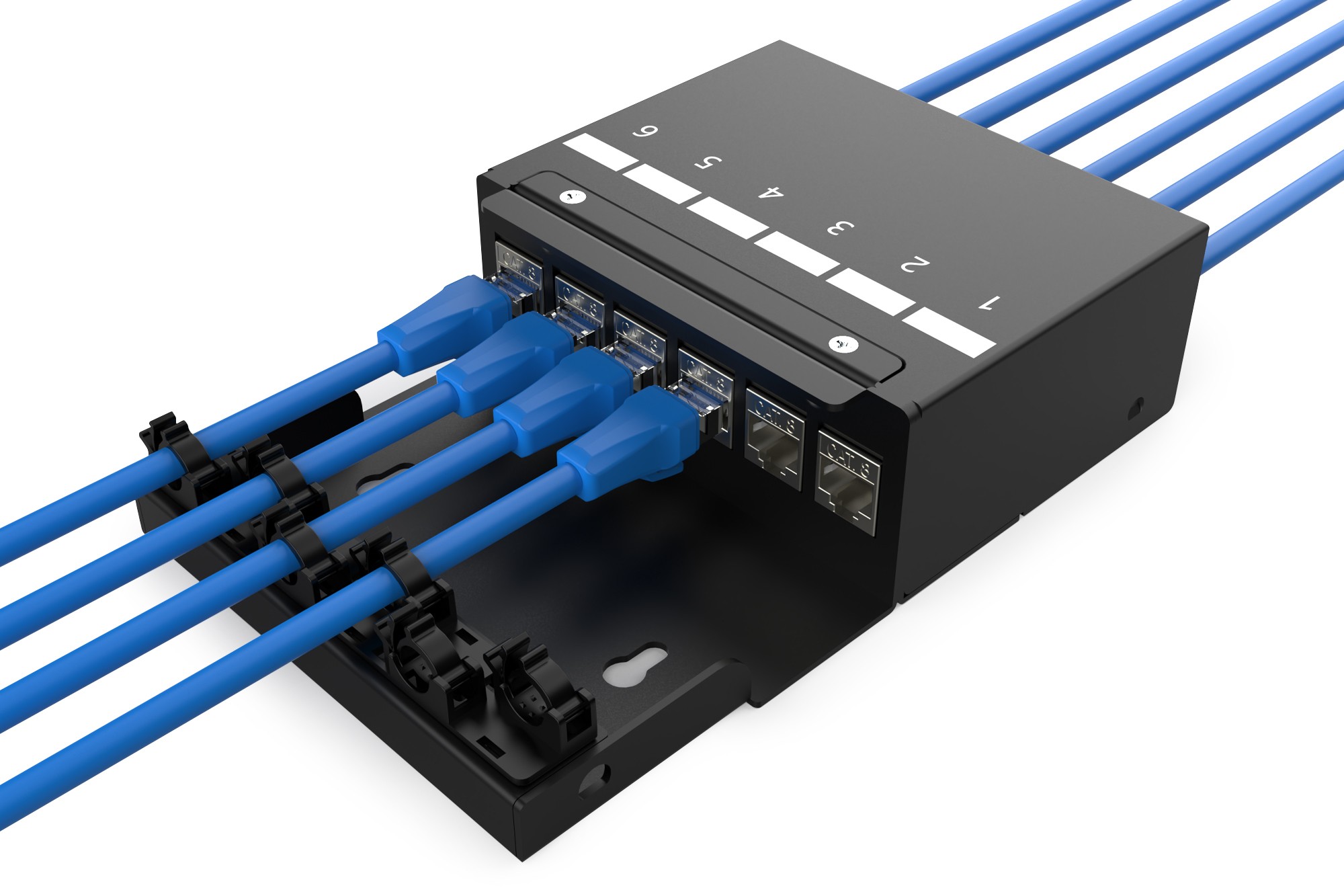 DN-93708-6  Caja de Punto de Consolidacion para 6 Keystone Digitus Metal con gestor de cables inteligente