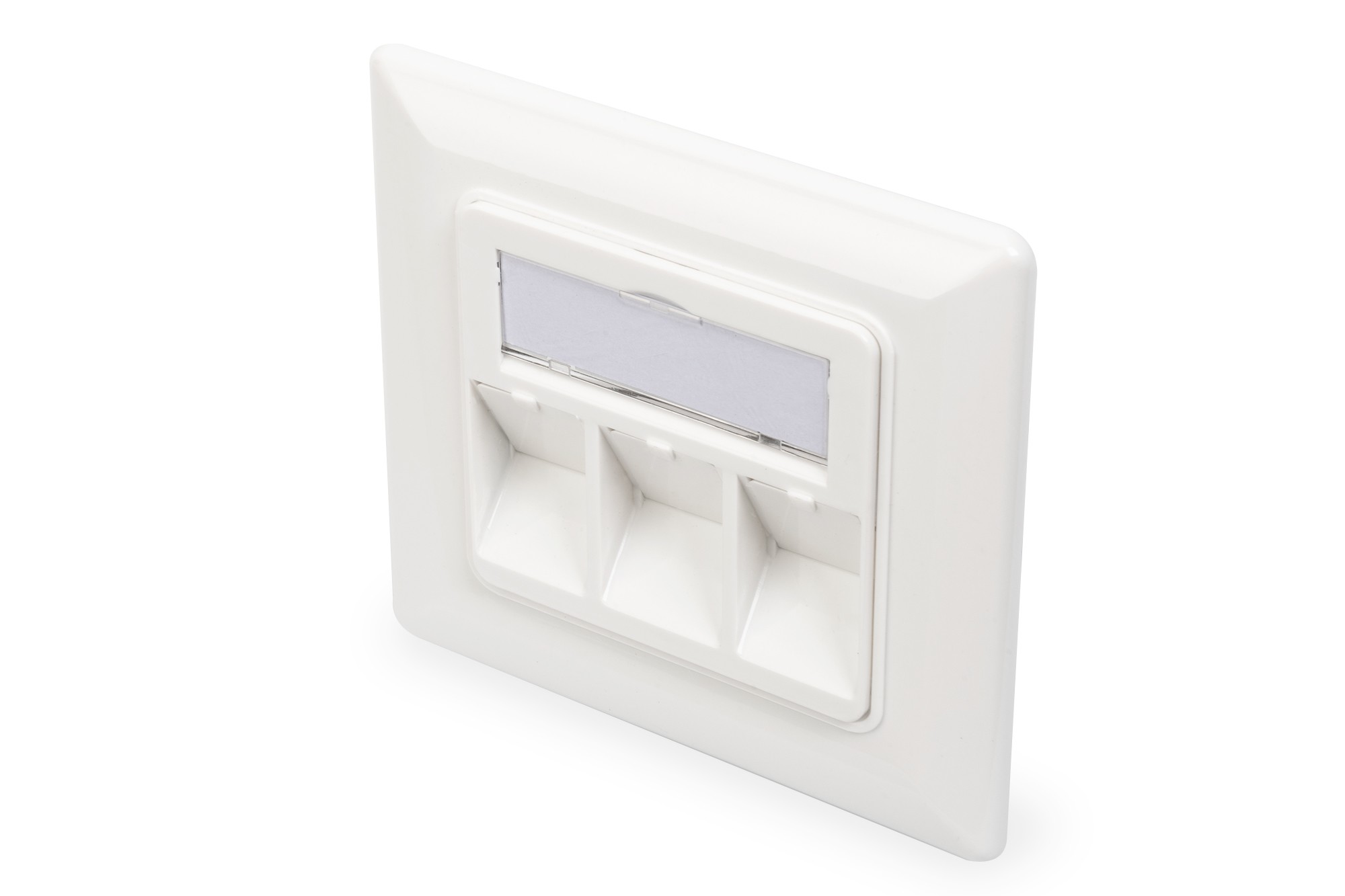 DN-93821  Toma de 3x RJ45 módulos Keystone, marco de 80 x 80 mm y placa central de 50 x 50 mm  Blanco RAL9003
