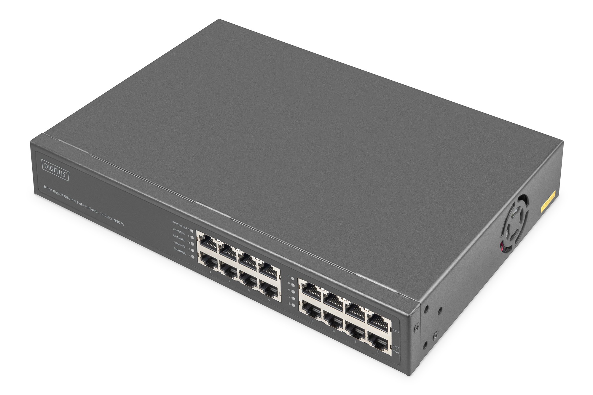 DN-95118  Inyector PoE+ 802.3 250W POE+  8 Puertos Gigabit