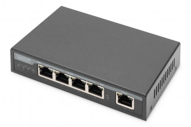 DN-95128-1  Extensor Gigabit PoE para interiores, 4 puertos, 85 W Extensión de 100 m, en cascada, autoalimentada