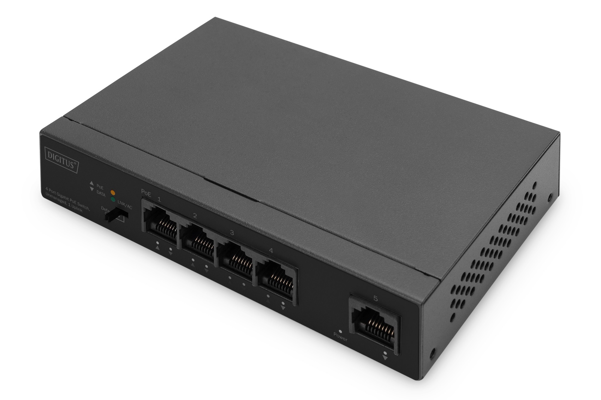 DN-95330-1  Switch  4 Ports Gigabit POE, + 1 Uplink 60W (SOBREMESA)