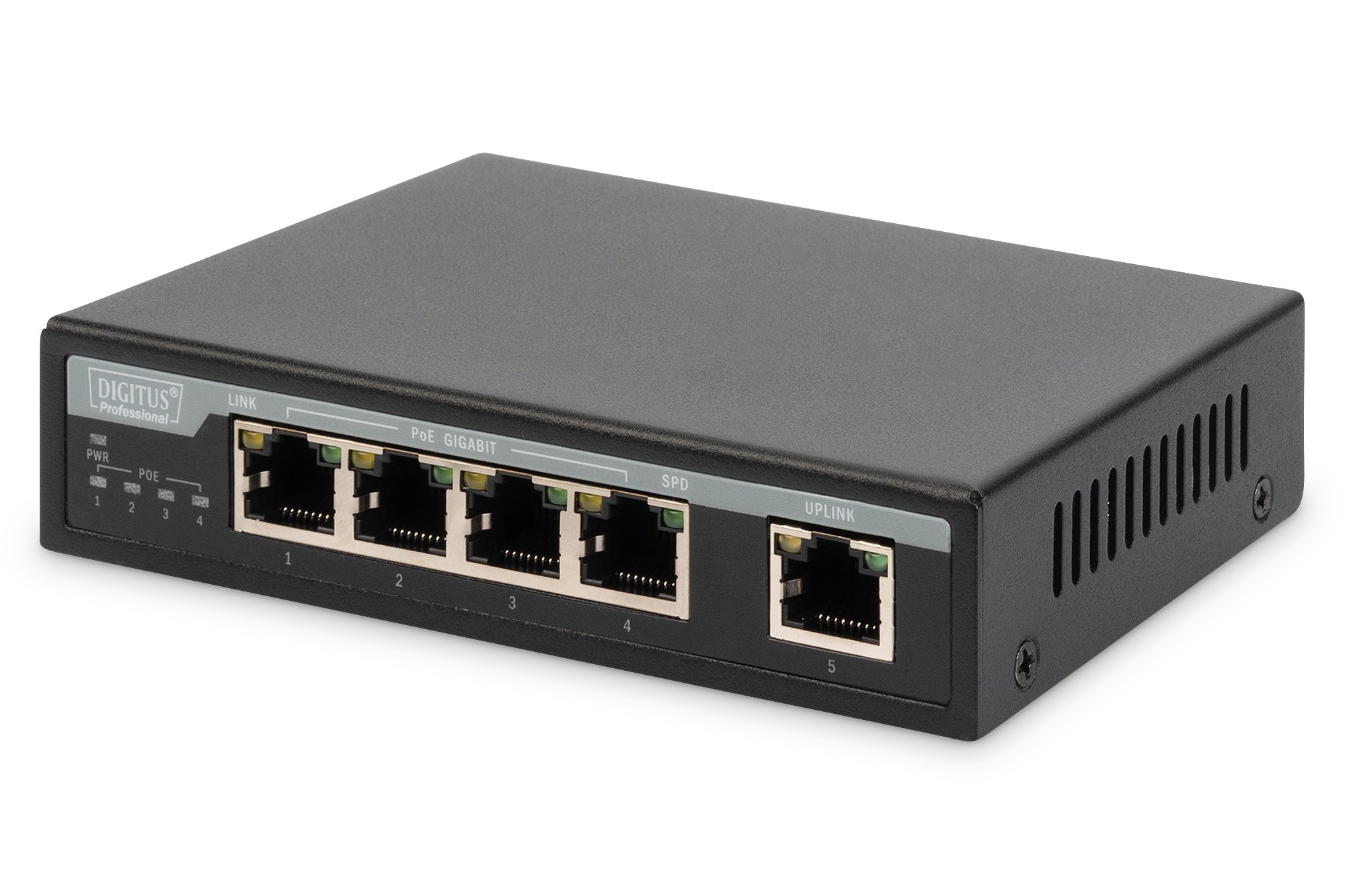 DN-95330  Switch  4 Ports Gigabit POE, + 1 Uplink 62W (SOBREMESA) **Ultimas unidades*****