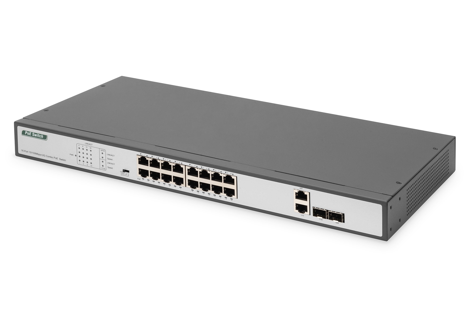 DN-95342-1  Switch 16 Fast Ethernet POE + 2 Uplink Combo SFP/RJ45 Digitus