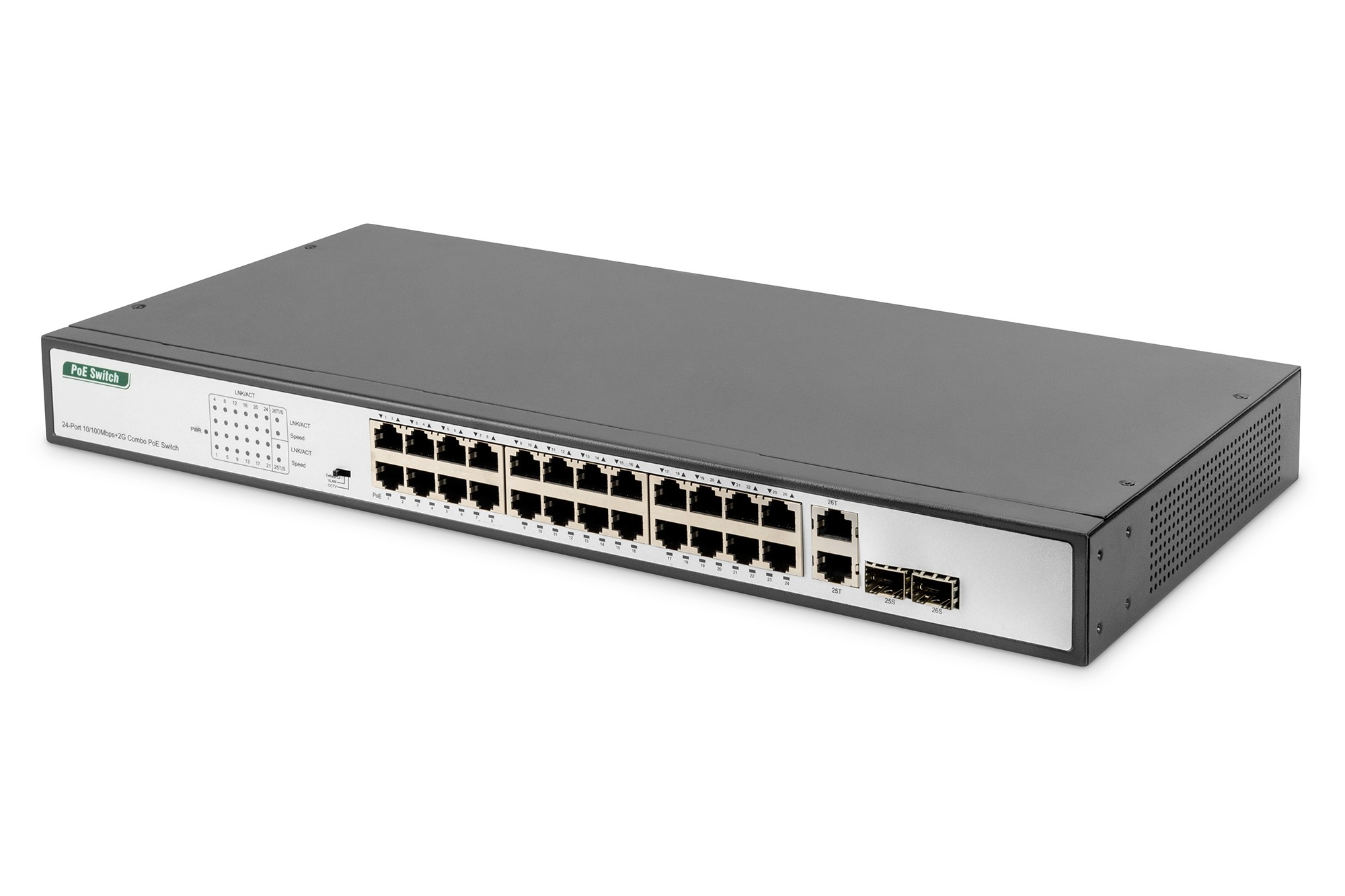 DN-95343  Switch 24 port PoE + 2 Combo, Fast Ethernet PoE 390W PoE budget