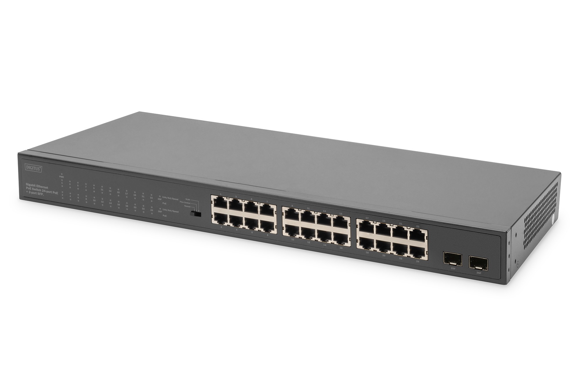 DN-95348-2  Switch 24 Gigabit RJ45 POE+ 2 Gigabit SFP 370W  Digitus 19"