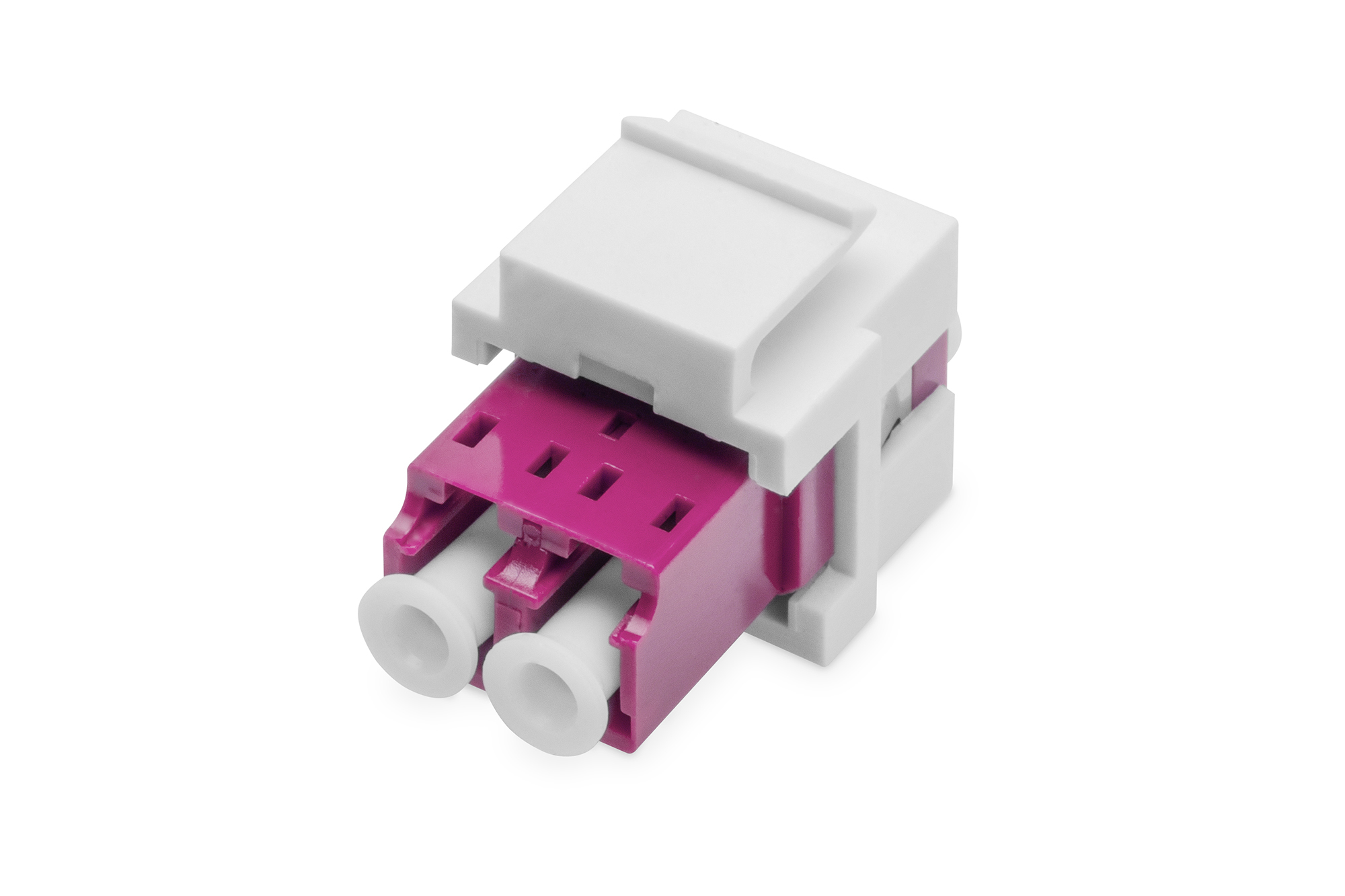 DN-96019-1-K  Adaptador KeyStone Fibra Optica LC Hembra - LC Hembra Duplex MM OM4 Violeta