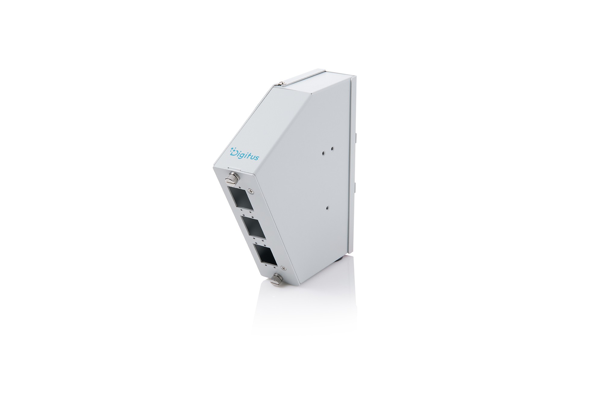 DN-96893  Distribuidor de fibra &oacute;ptica para empalme en carril DIN, acodado, 6 SC DX/LC Quad, gris