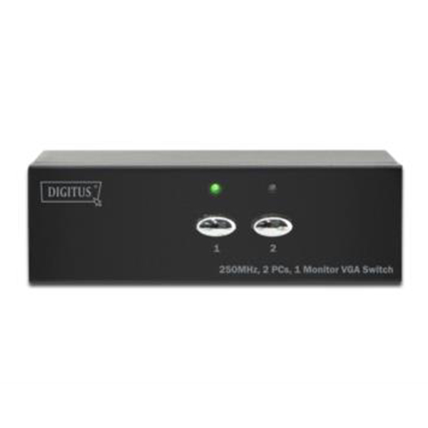 DS-44100-1  Conmutador VGA, 2 entradas, 1 salida 250MHz, incl. fuente de alimentación, DC9V, 300mA, 1080p