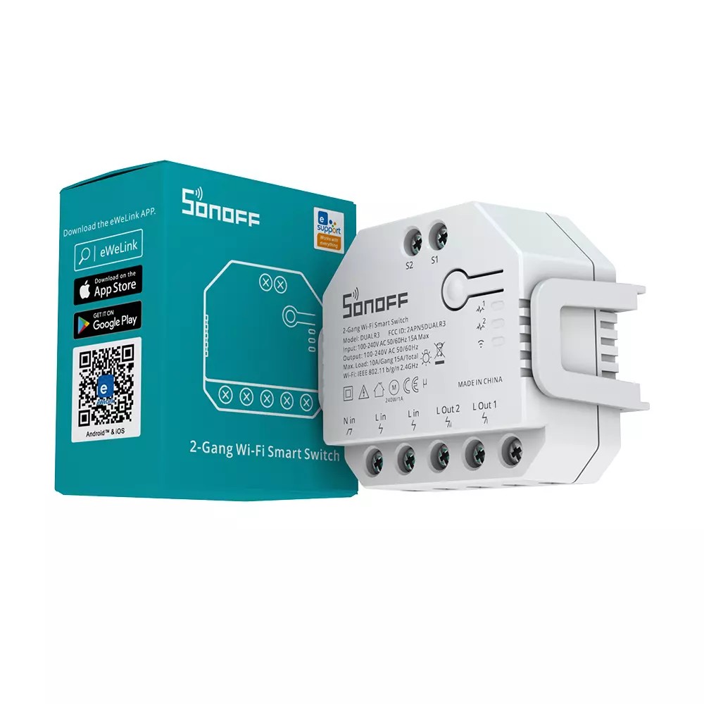 DUAL R3  SONOFF Interruptor Inteligente WiFi, 2 Canales Smart Switch