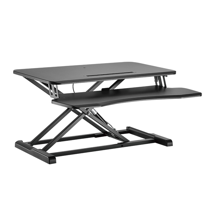 EO0033  Soporte de Escritorio Ajustable con Bandeja de Teclado con Resorte de Gas + Soporte Integrado para Teclado y ratón, Color Negro