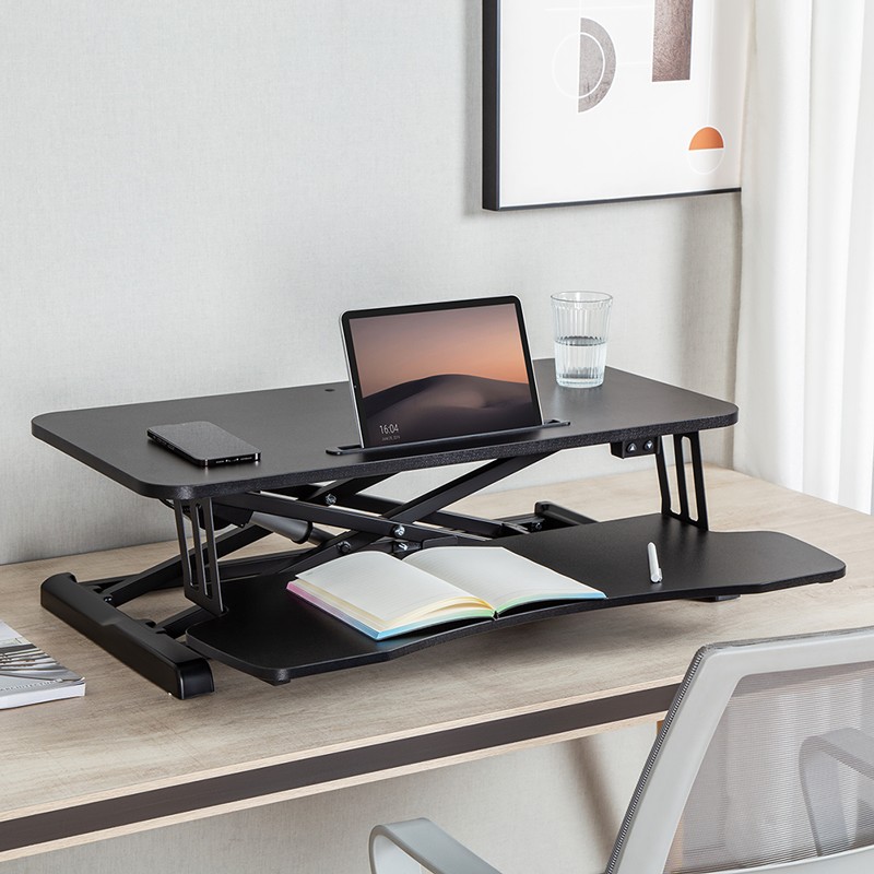 EO0054  Accesorio de escritorio con bandeja para teclado, capacidad de carga hasta 20 kg, ajustable eléctricamente, color negro