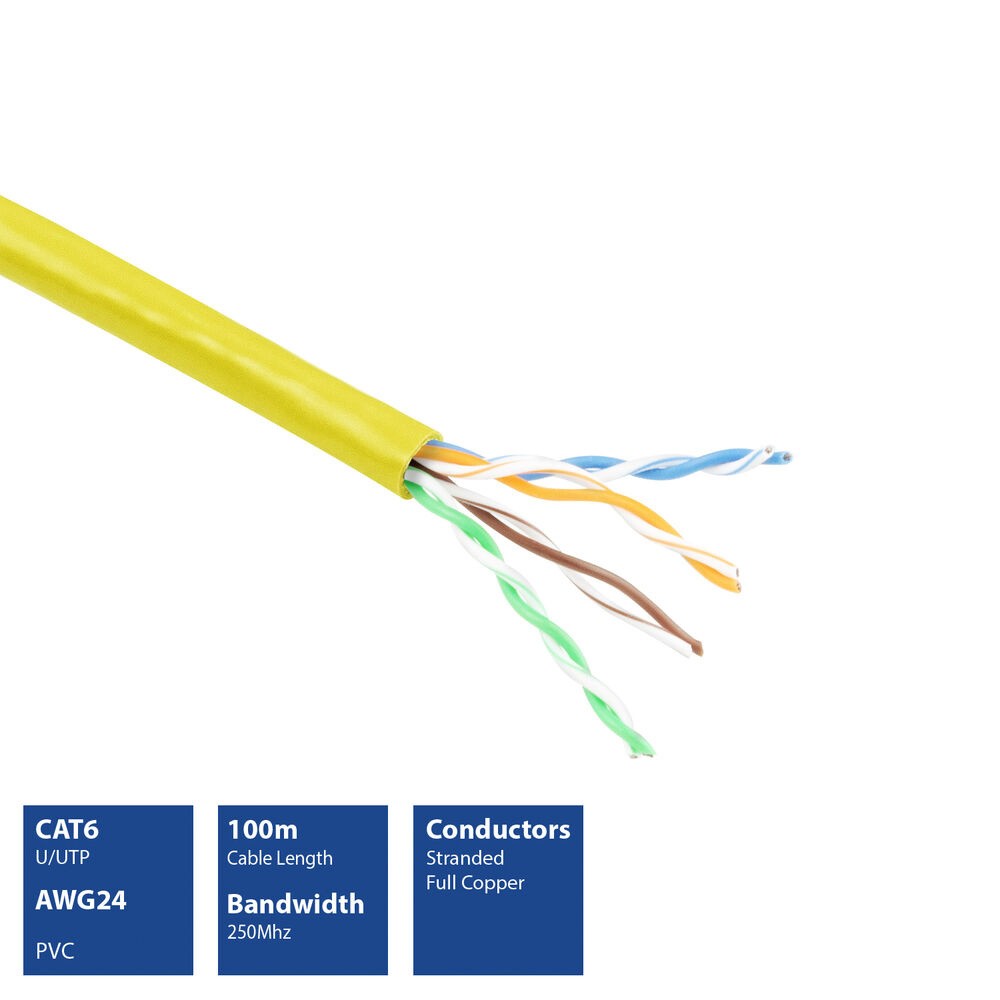 EP880H  Bobina CAT 6 U/UTP  100m Flexible Amarillo, AWG24 CU PVC   ACT