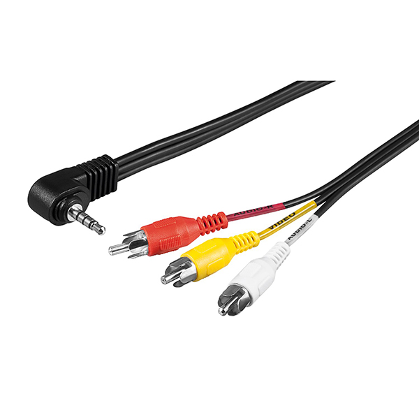 GO-27232  Cable Adaptador 3,5mm Macho 90º 4-pin ST a 3xRCA M 1,5m Blister **Ulimas Unidades***