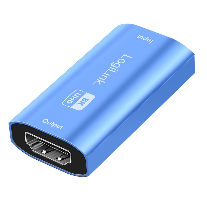 HD0064  Repetidor HDMI, 20 m, 8K/60 Hz, HDCP 2.3, aluminio, azul
