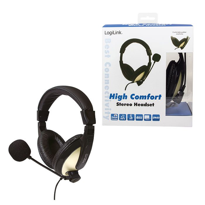 HS0011A  Auricular Negro Con microfono Stereo (2*jack 3.5") Logilink