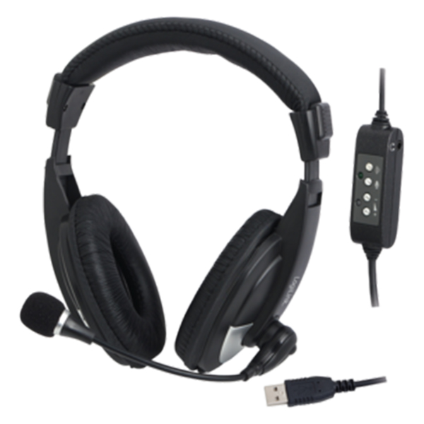 HS0019  Auricular Negro Con Microfono Stereo USB Logilink