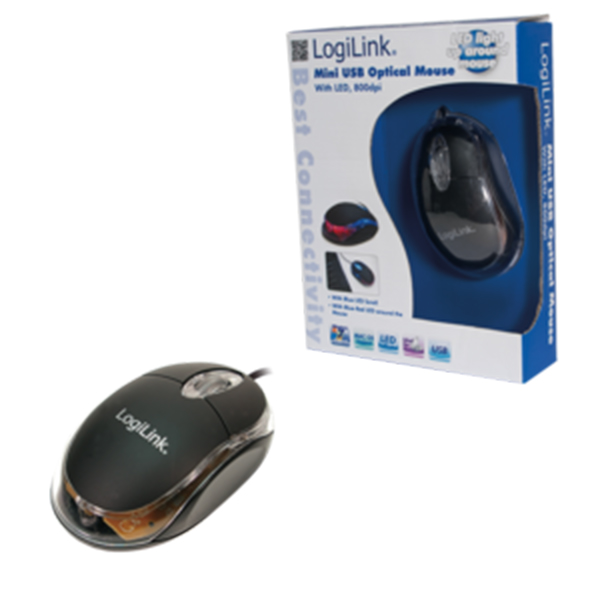 ID0010  Mini Ratón Optico  800DPI Negro USB Logilink