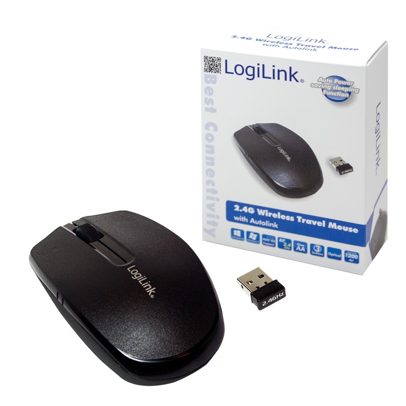 ID0114  Mini Ratón Wireless 2.4GHz  1200dpi Negro Logilink