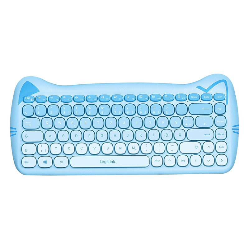 ID0219  Teclado y ratón inalámbricos de 2,4 GHz, 1600 DPI, apto para niños, Aleman , color azul Deutsches 85 Tasten-Layout inklusive