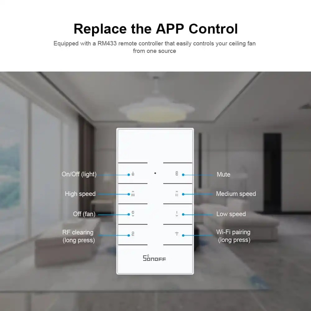 IFAN4-H  SONOFF Interruptor 433 y APP para ventiladores inc. mando